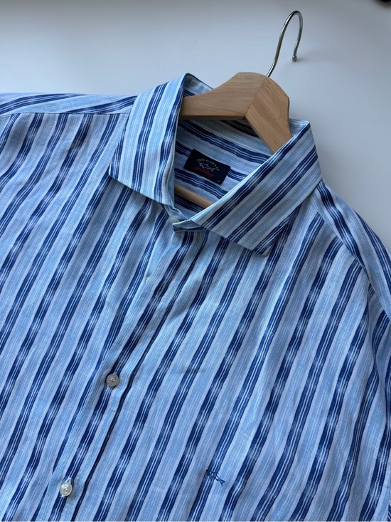 Paul & Shark Other - Paul & Shark 100% Linen Blue White Striped Button-Up Shirt